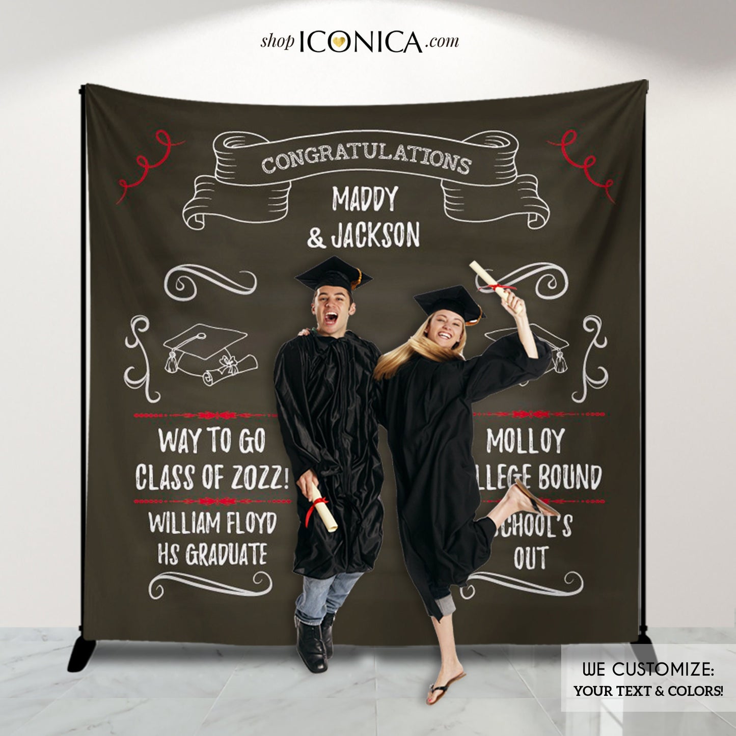 Personalized Graduation Photo Backdrop, Class of 2023, Party Decor