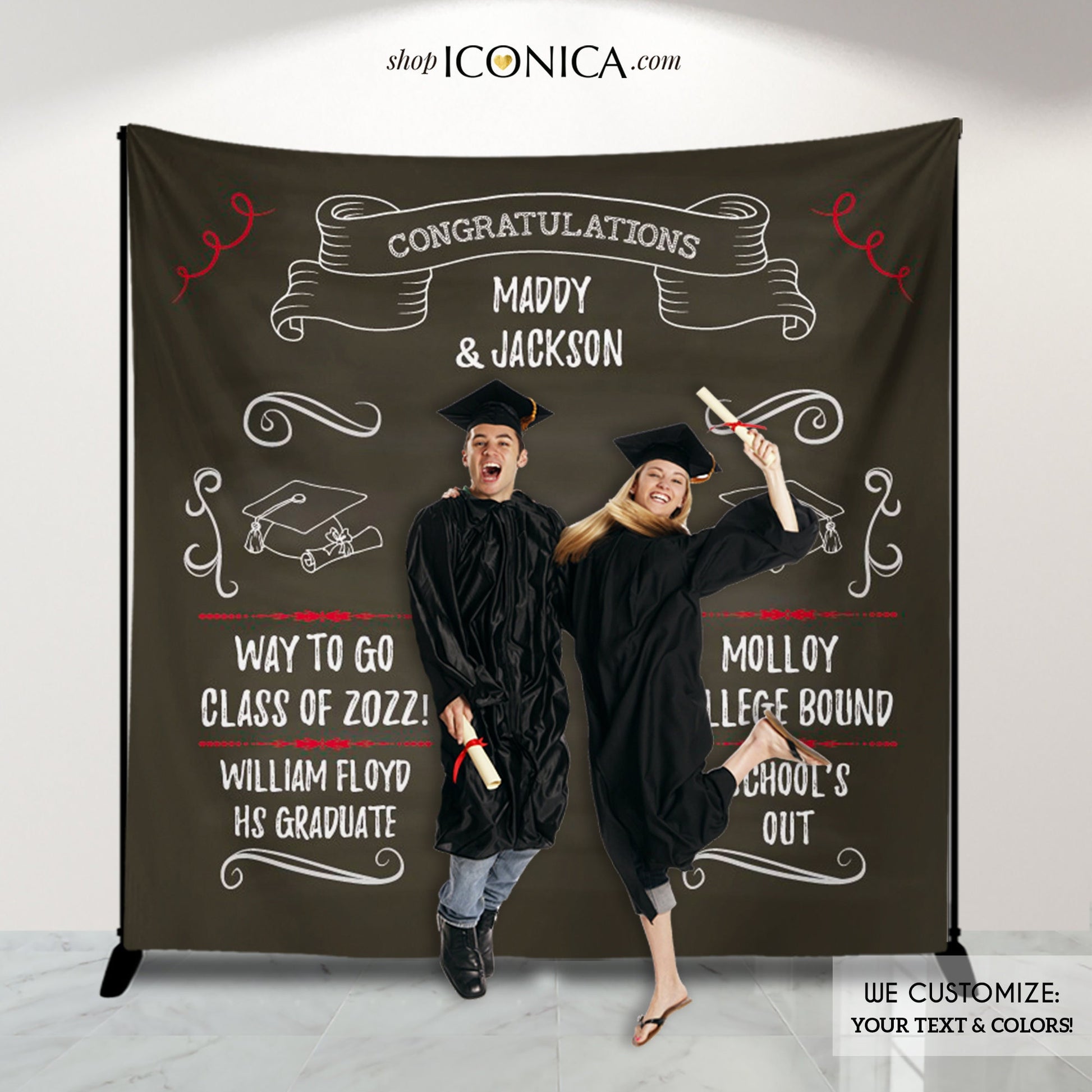 Personalized Graduation Photo Backdrop, Class of 2023, Party Decor