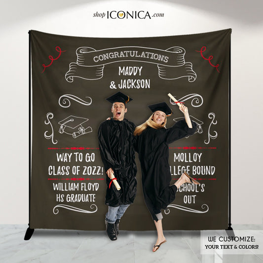 Personalized Graduation Photo Backdrop, Class of 2024, Step and Repeat