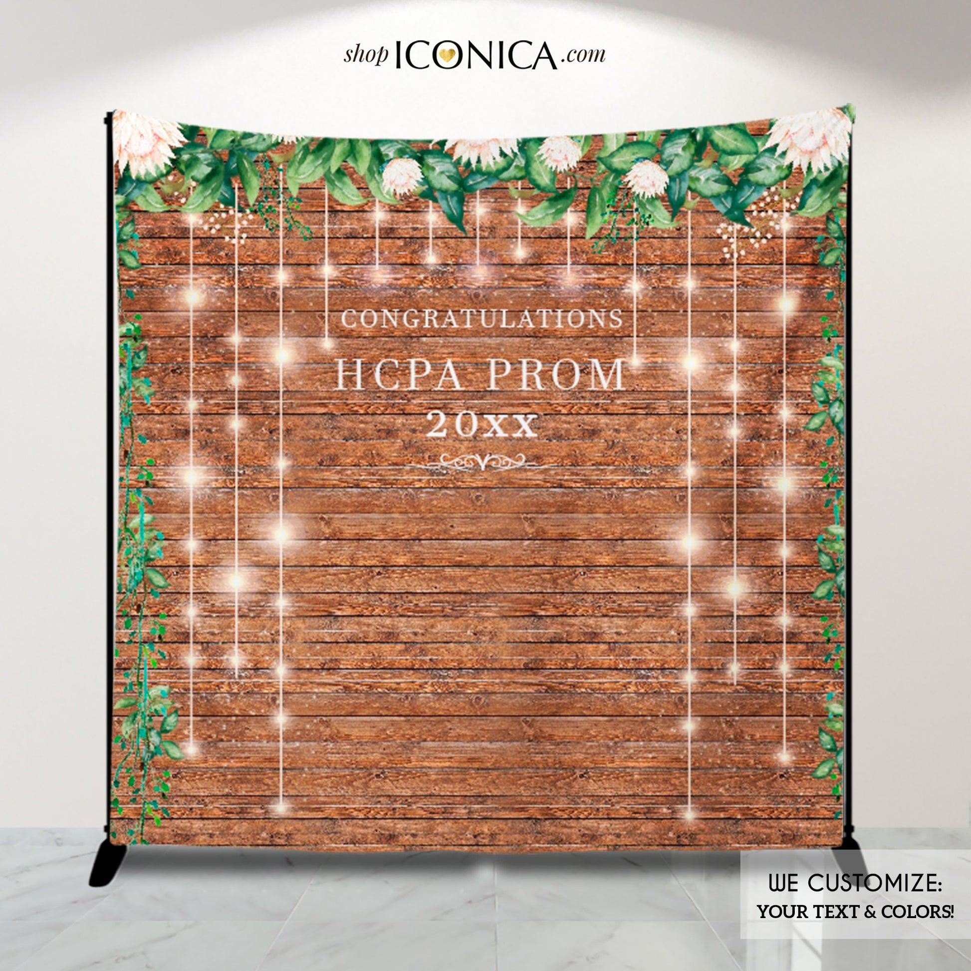 Personalized Graduation Backdrop, Rustic Greenery Prom Decorations