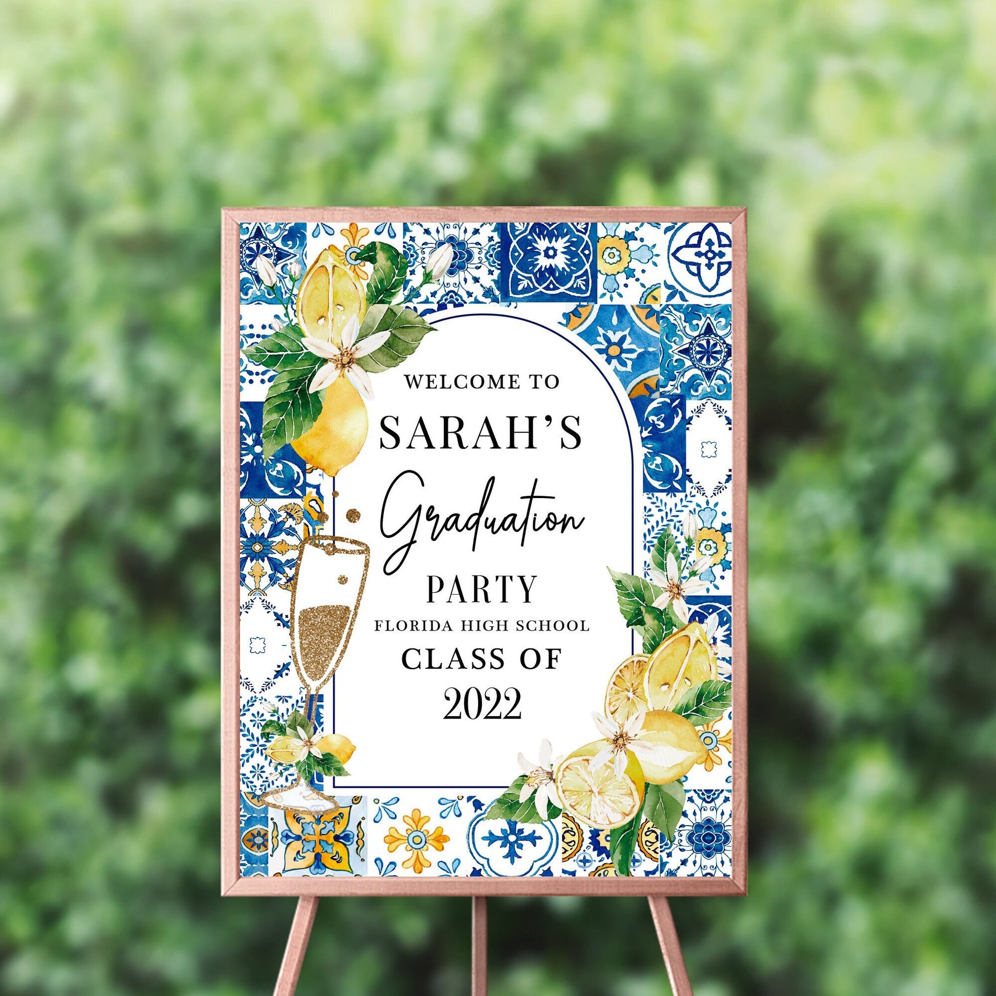 Lemon Graduation Party Welcome Sign, Tuscan Amalfi Decor