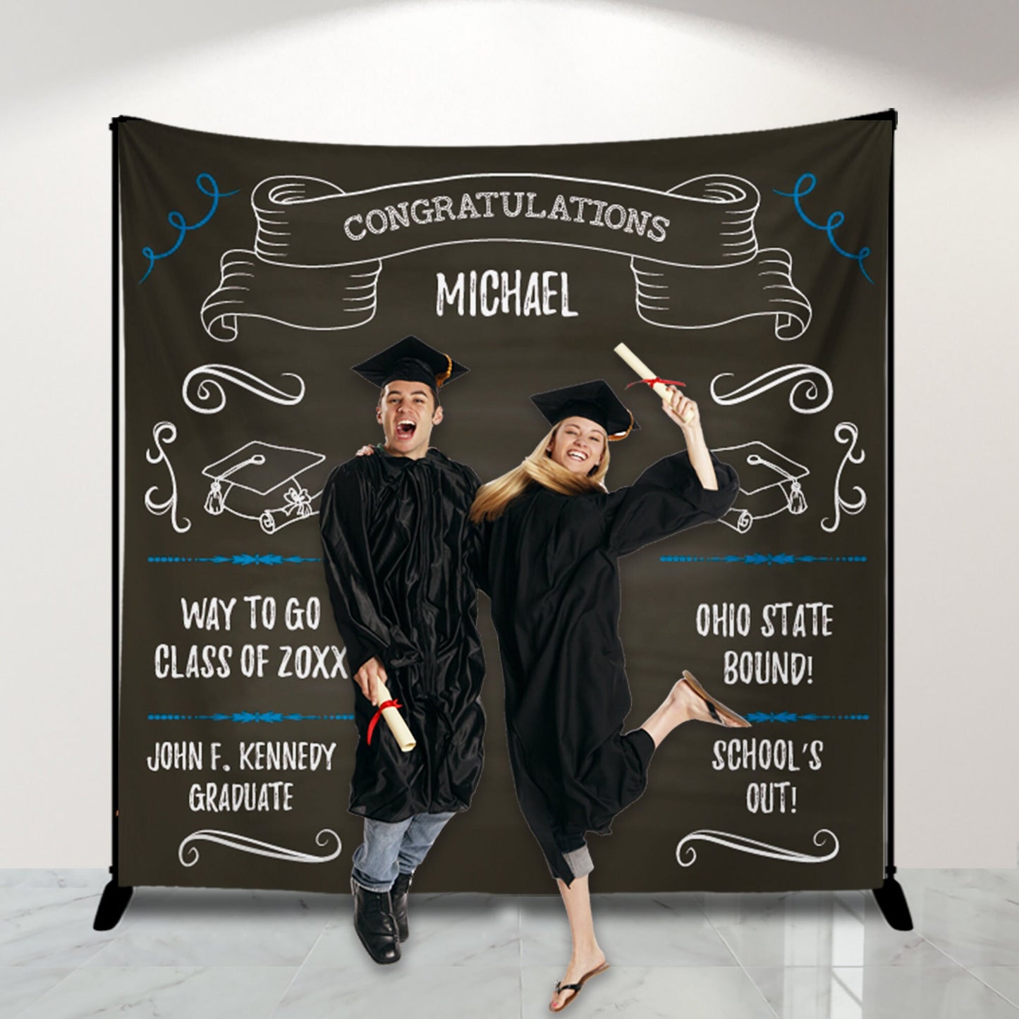Personalized Graduation Photo Backdrop, Class of 2024, Step and Repeat