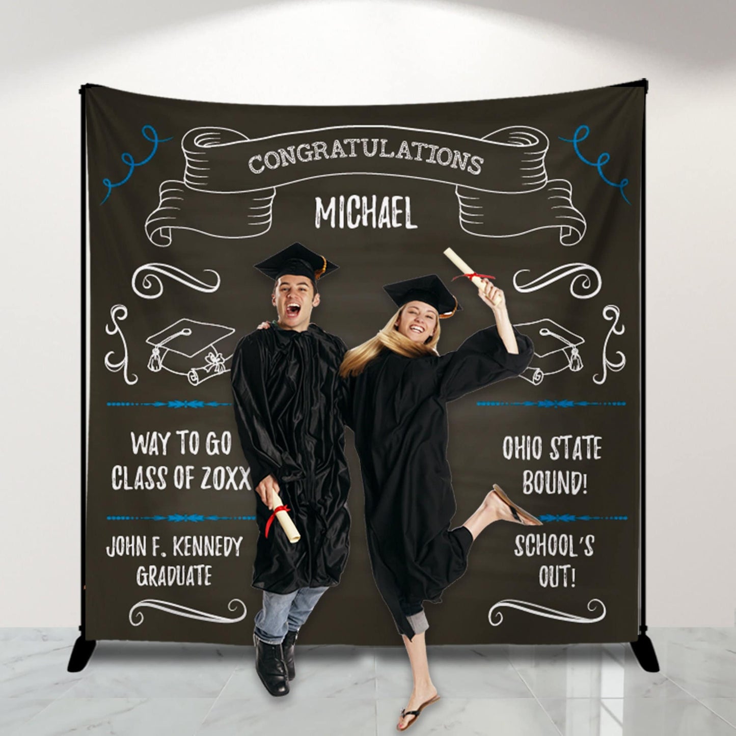 Personalized Graduation Photo Backdrop, Class of 2023, Party Decor