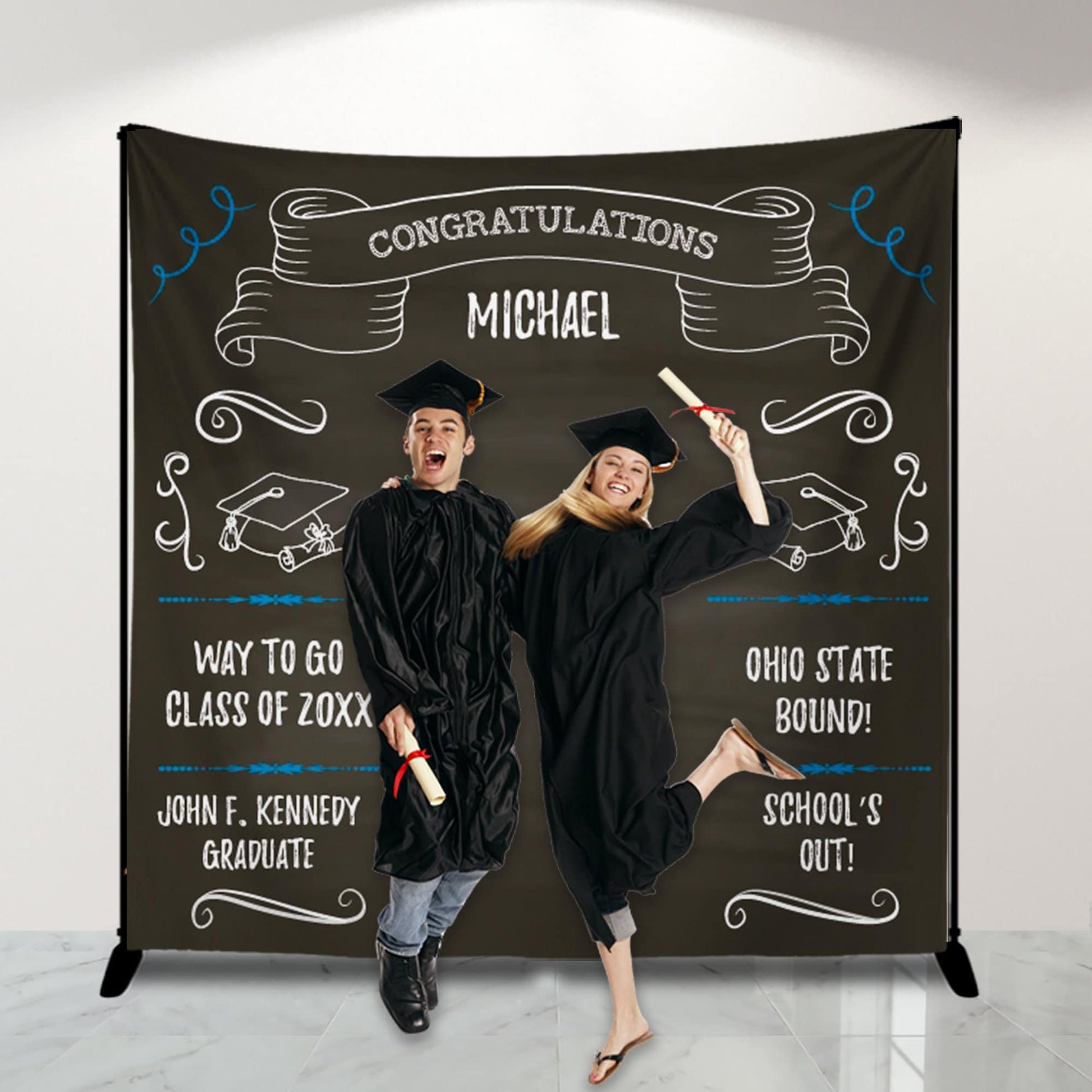 Personalized Graduation Photo Backdrop, Class of 2023, Party Decor