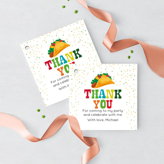 Taco First Birthday Favor Tags, Fiesta Thank You Tags