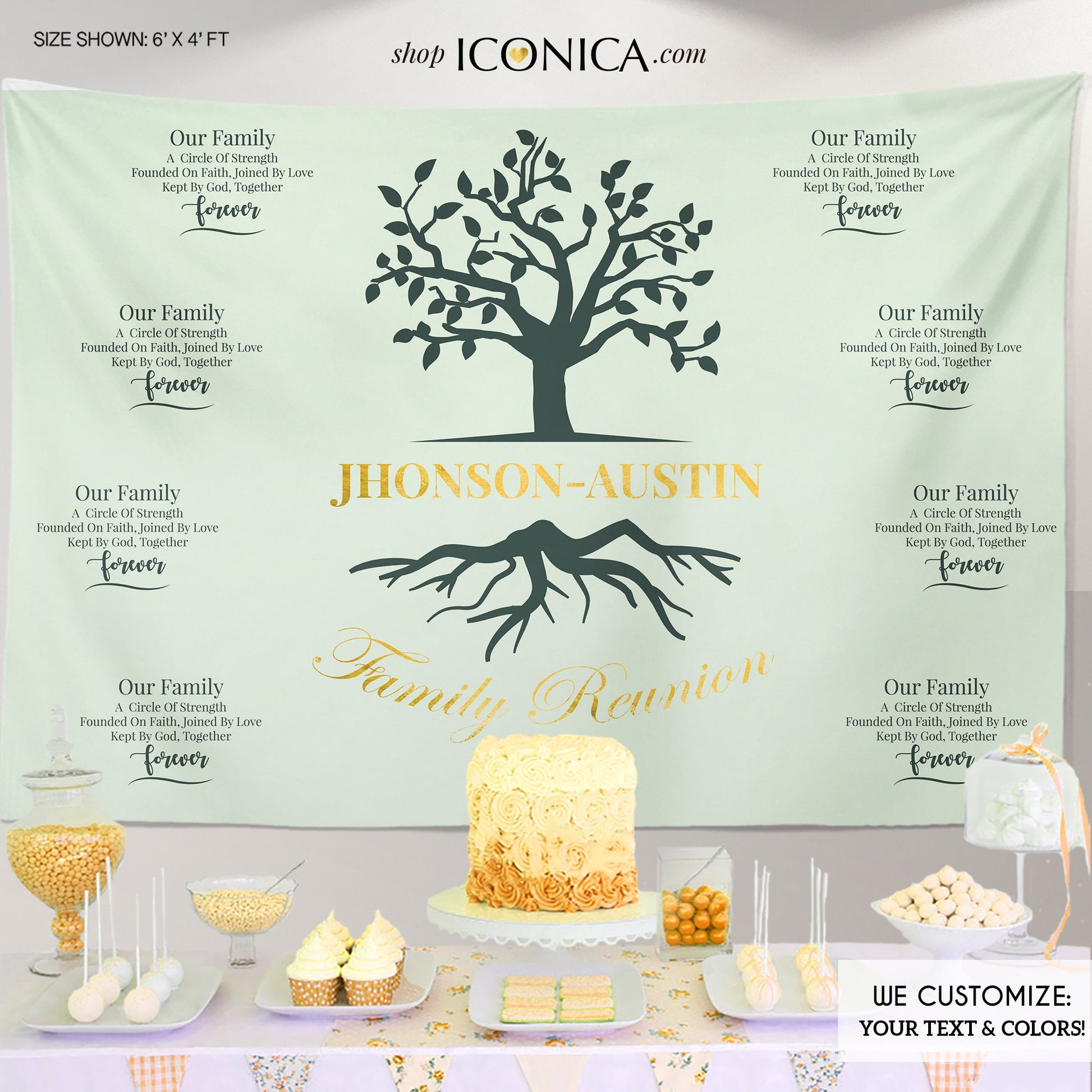 Personalized Family Reunion Photo Backdrop, Family Tree Banner
