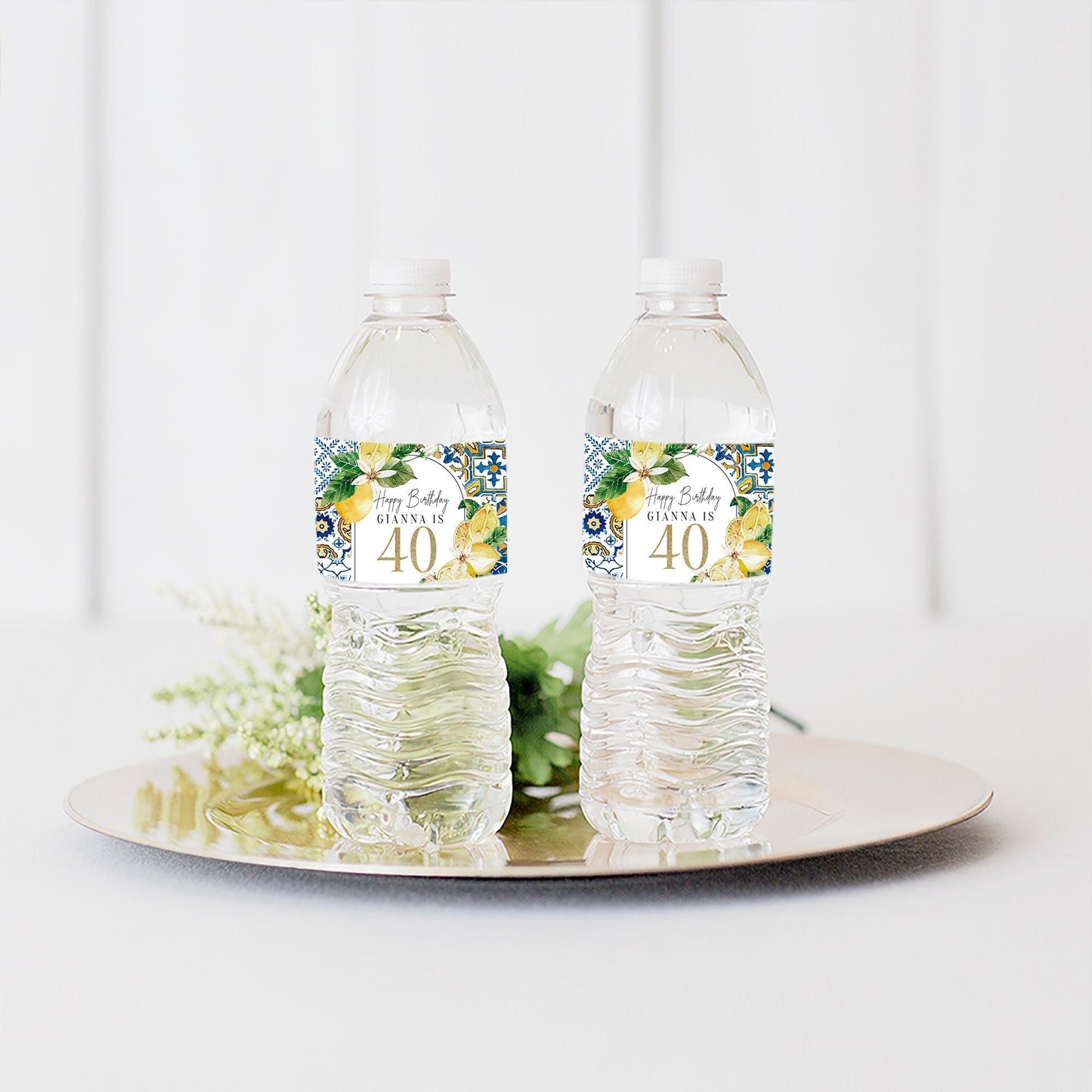 Tuscan Lemon Party Bottle Labels, Personalized, Weatherproof (8x2)