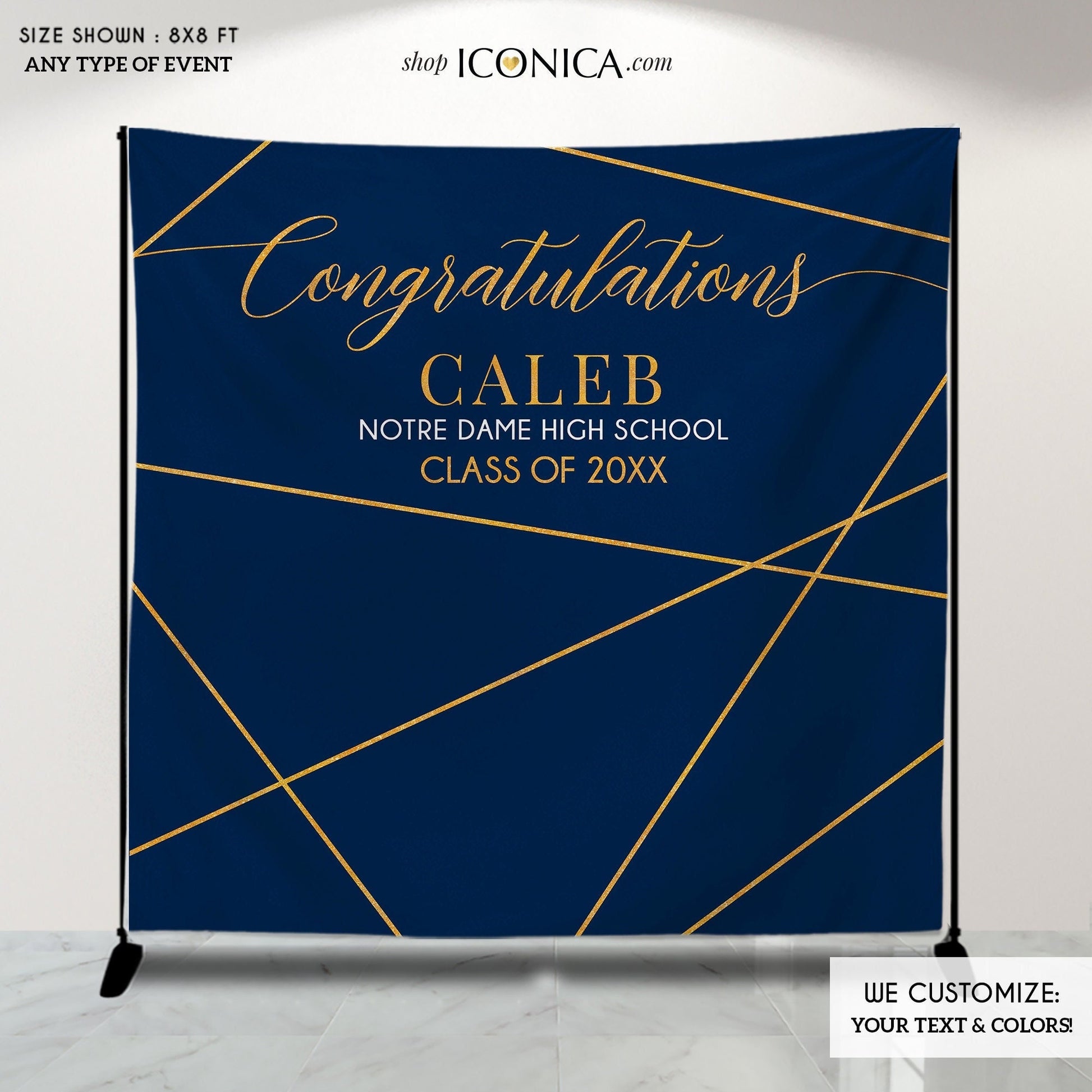 Personalized Graduation Backdrop, Modern Geometric Design
