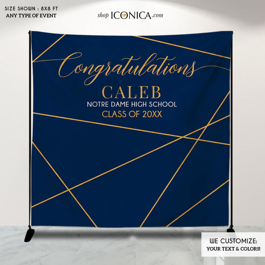 Personalized Graduation Backdrop, Modern Geometric Design