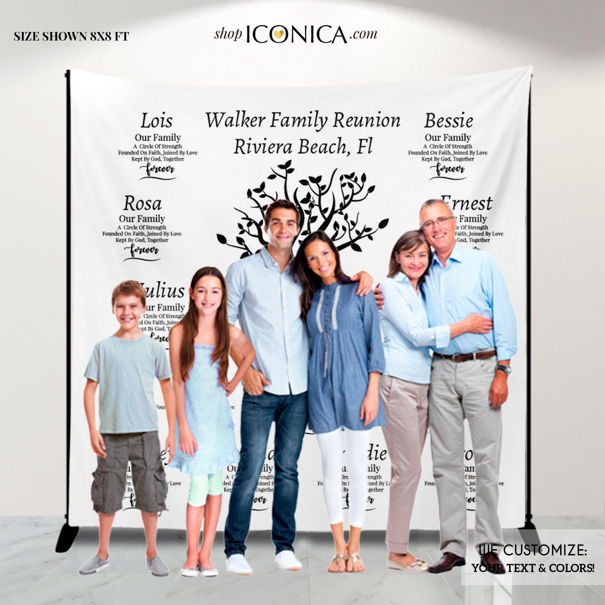 Custom Family Reunion Photo Backdrop, Family Tree Banner