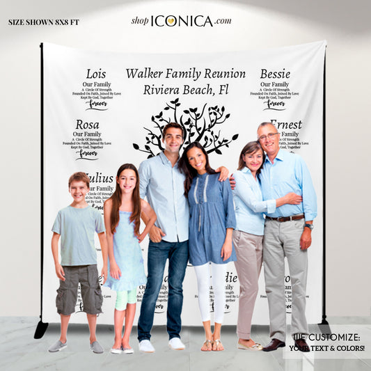 Custom Family Reunion Photo Backdrop, Family Tree Banner