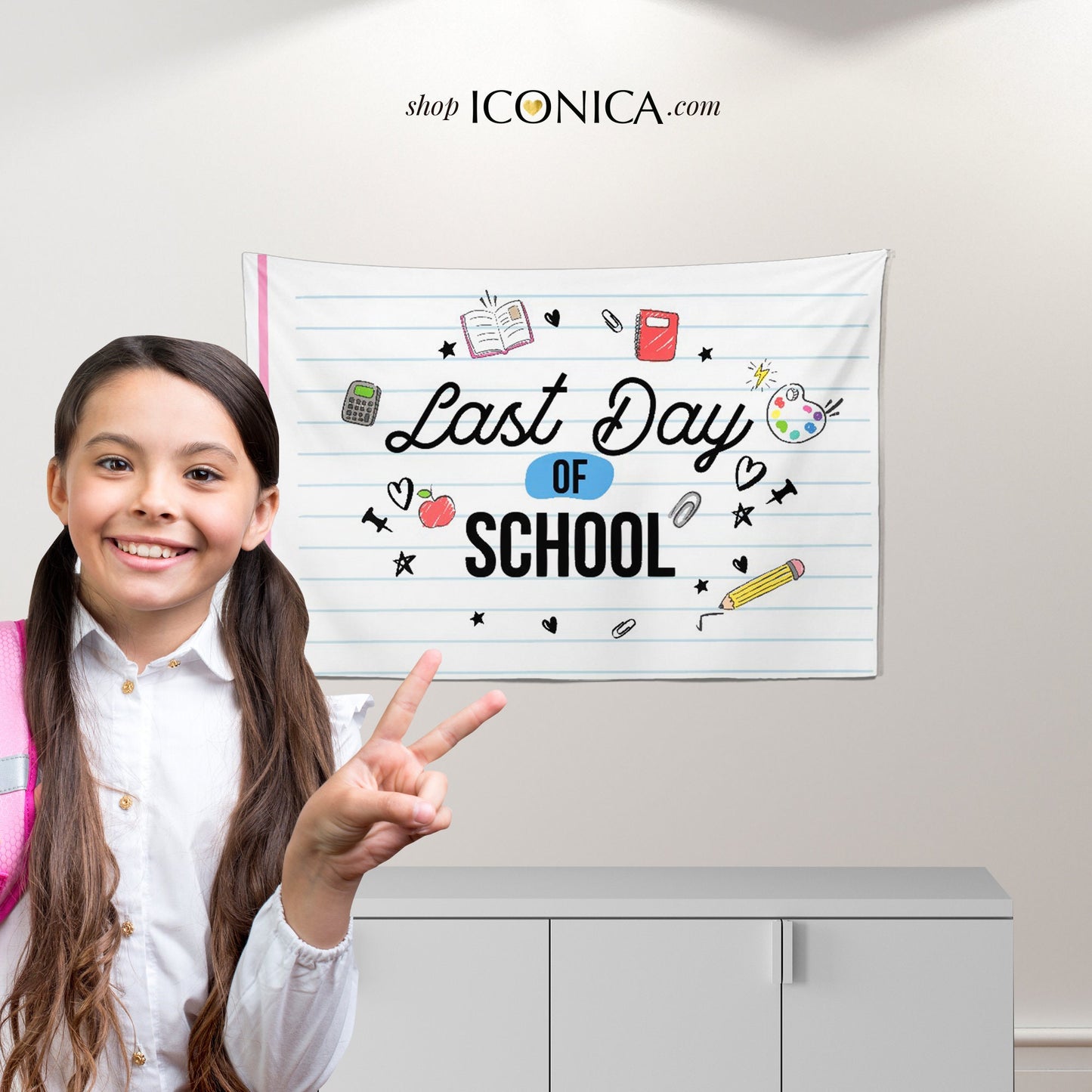 Personalized Last Day of School Backdrop, Photo Prop,  End of the school year banner