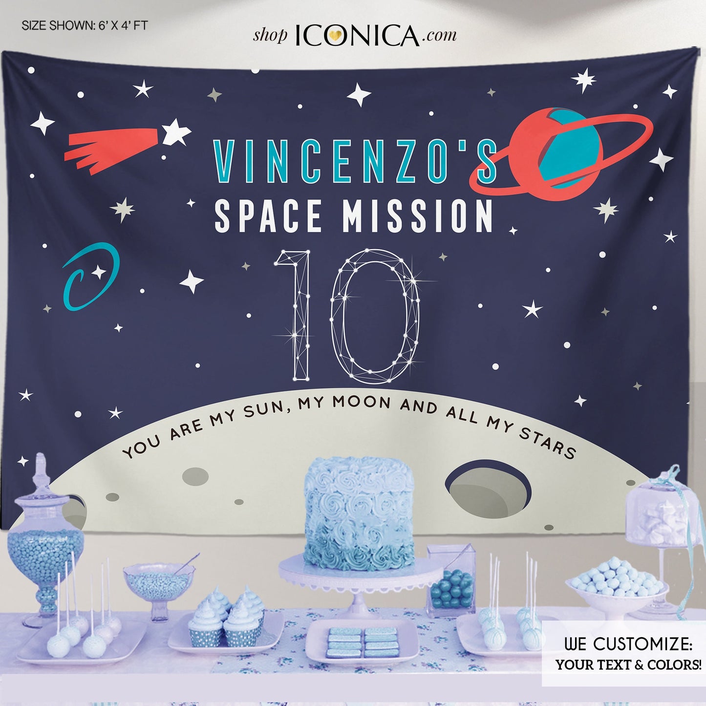 Galaxy Birthday Backdrop, Outer Space Party Decor