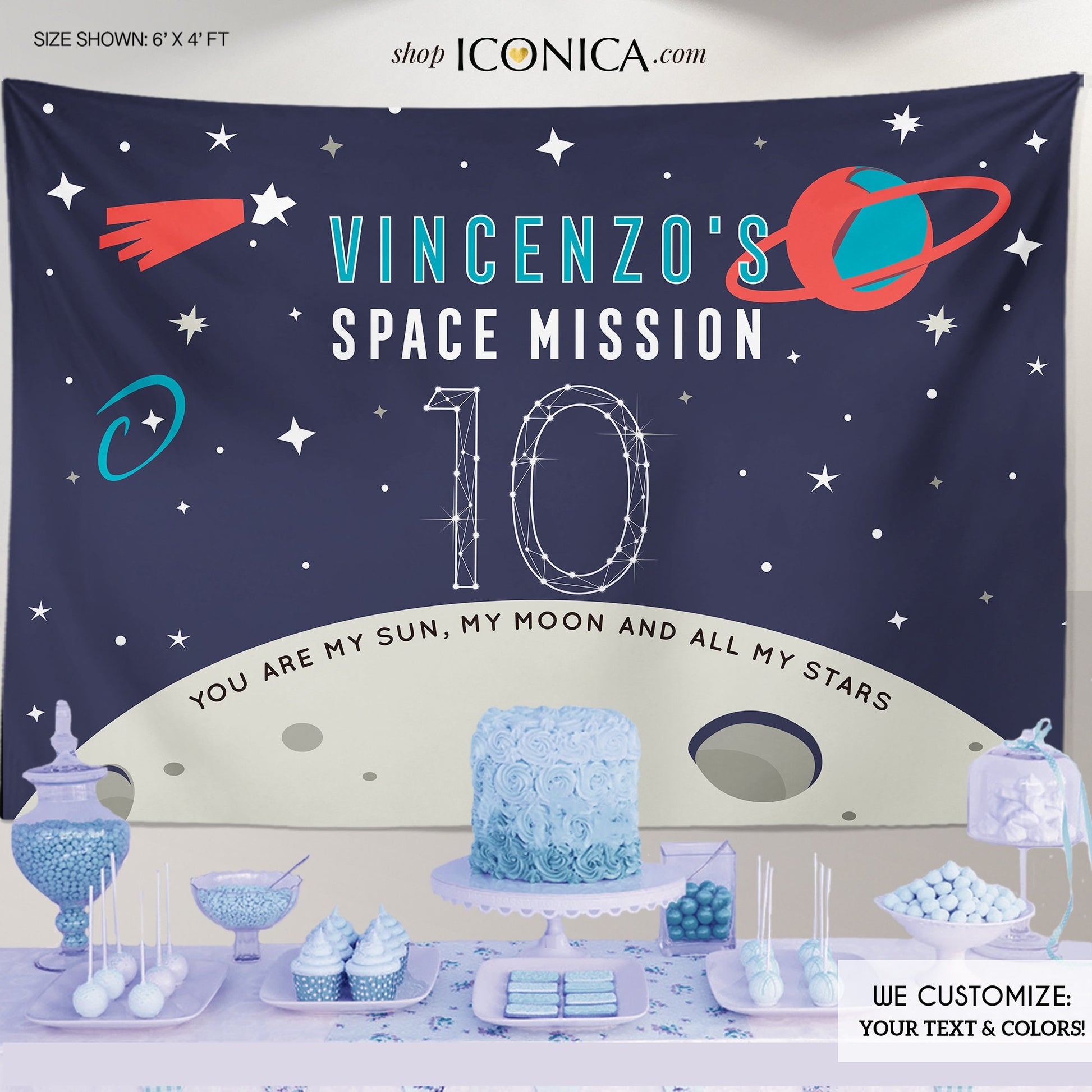 Galaxy Birthday Backdrop, Outer Space Party Decor