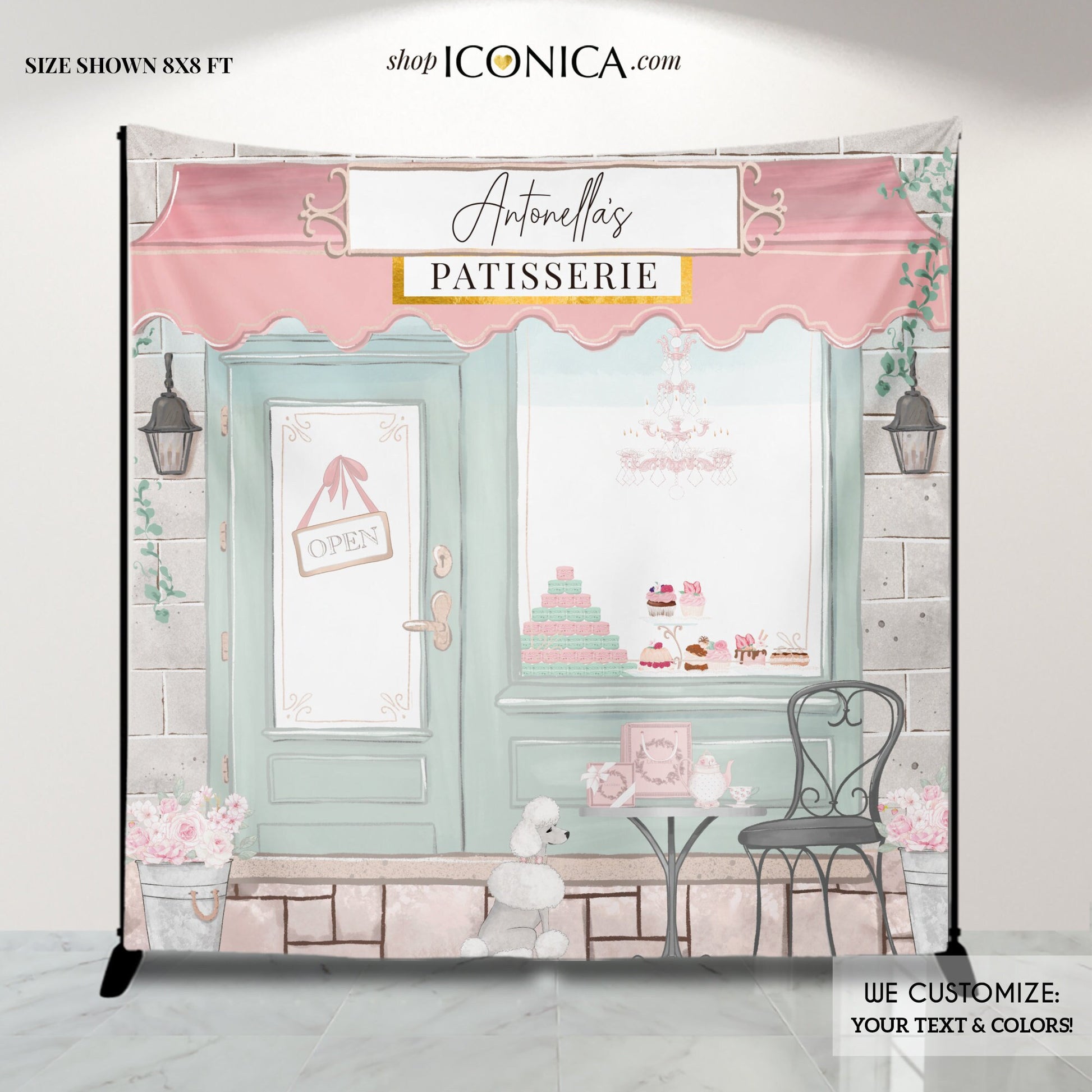 Personalized Patisserie Backdrop, Parisian Bakery Party Decor
