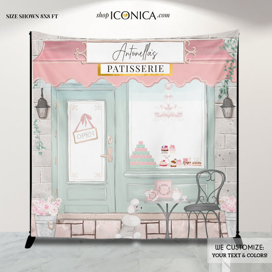 Personalized Patisserie Backdrop, Parisian Bakery Party Decor