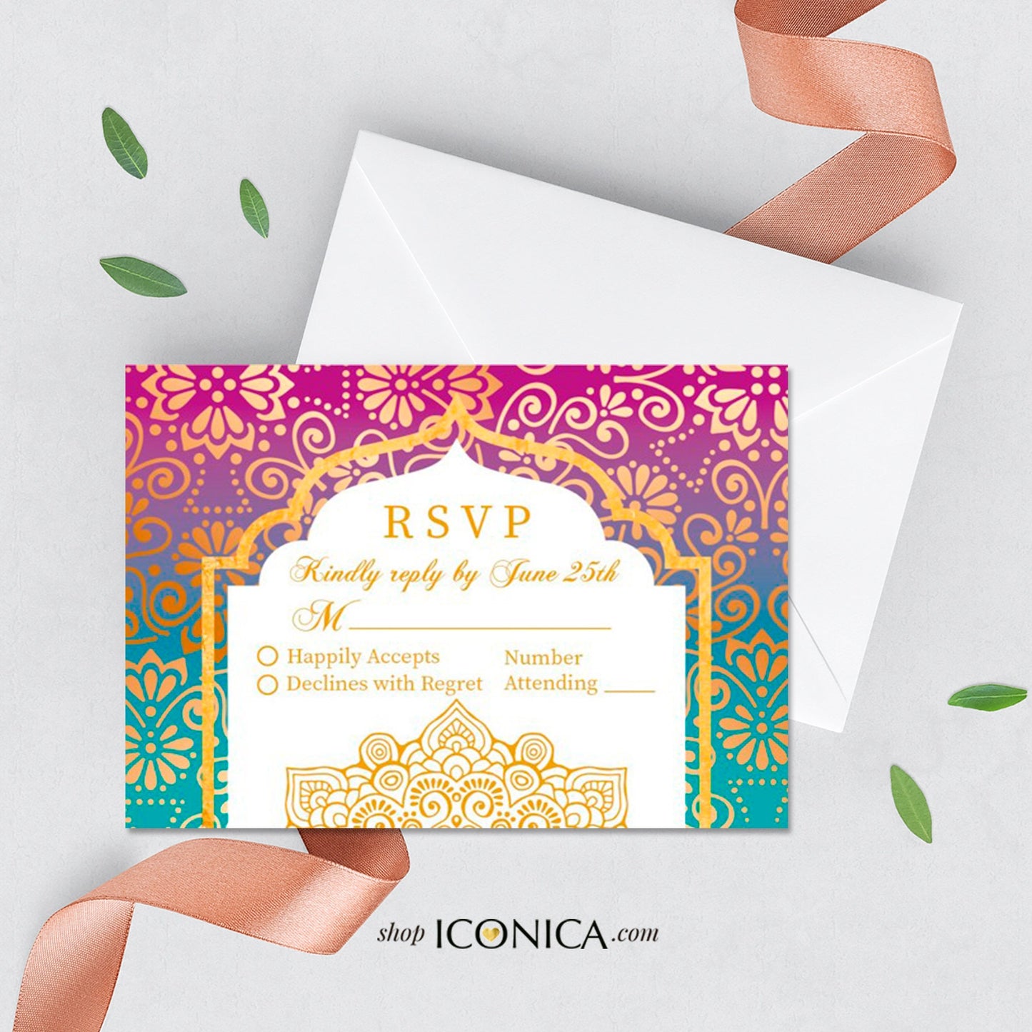 Moroccan RSVP Cards, Arabian Nights, Printed Insert Card (3.5x5)
