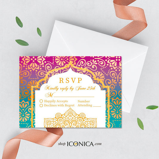 Moroccan RSVP Cards, Arabian Nights, Printed Insert Card (3.5x5)