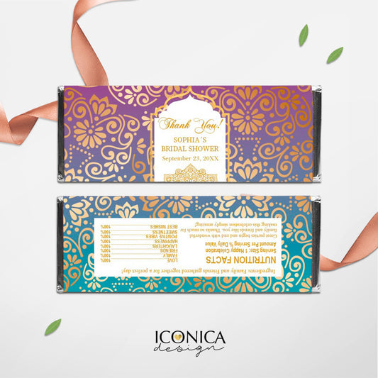 Moroccan Collection Chocolate Wrapper Personalized Candy Wrappers - Printable File