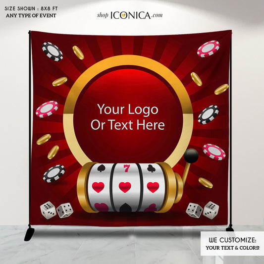Personalized Casino Theme Backdrop, Vegas Poker Party Decor
