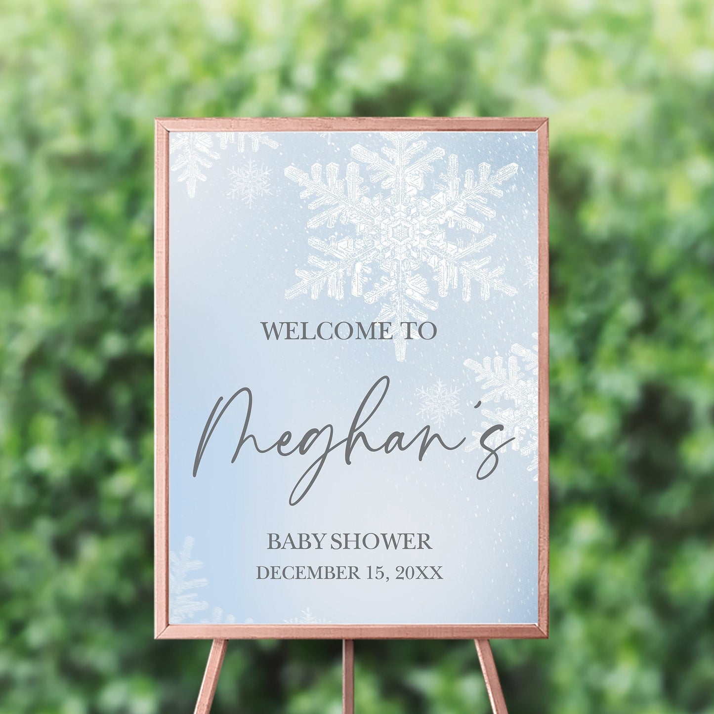 Personalized Winter Wonderland Welcome Sign, Snowflake Birthday, Printed Event Decor