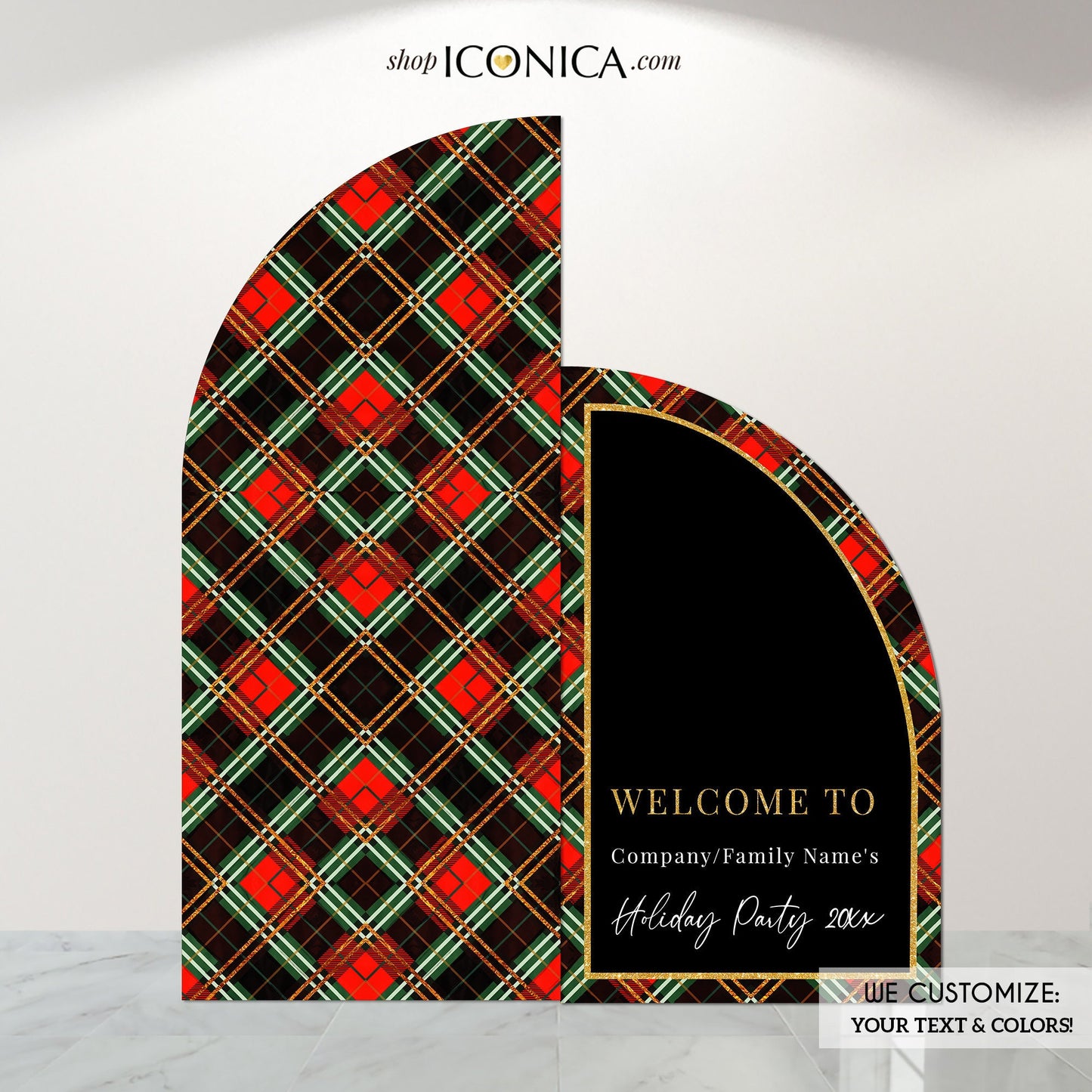 Custom Arch Foam Board Backdrop, Holiday Party Welcome Sign