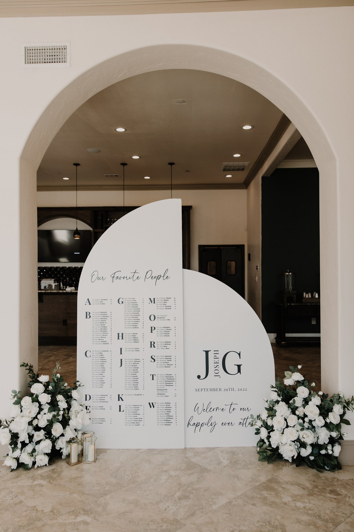 Arched Wedding Seating Chart Sign, Modern Welcome Sign on Foam Board