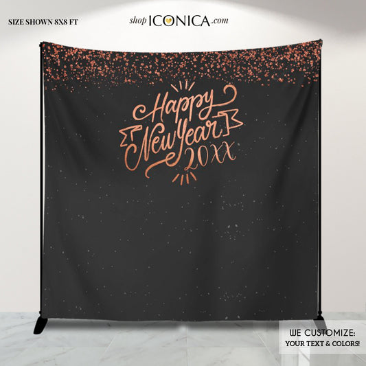 Rose Gold New Year's Eve Backdrop, Custom Party Photo Booth