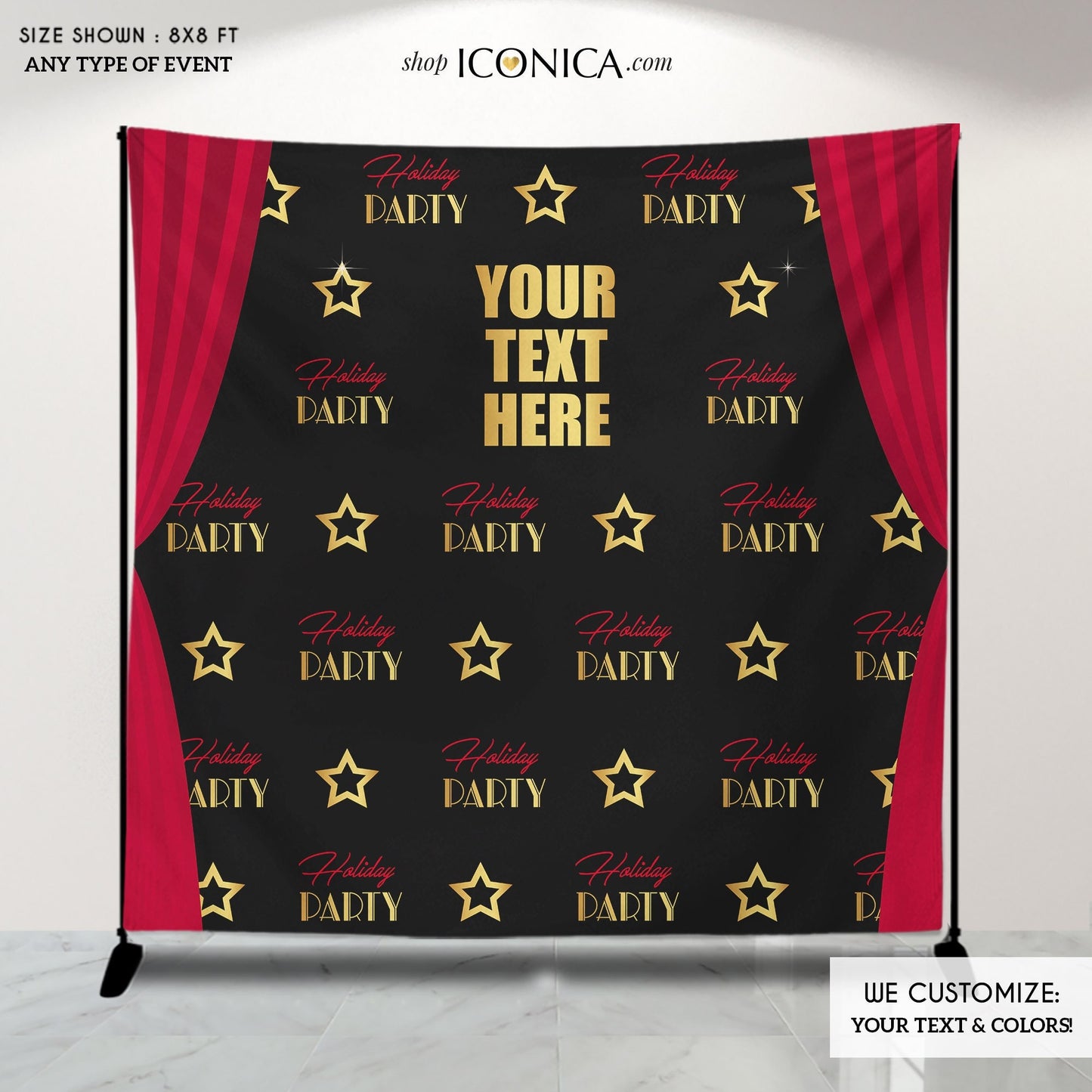 Custom Holiday Party Photo Booth Backdrop (Printed or Printable File)