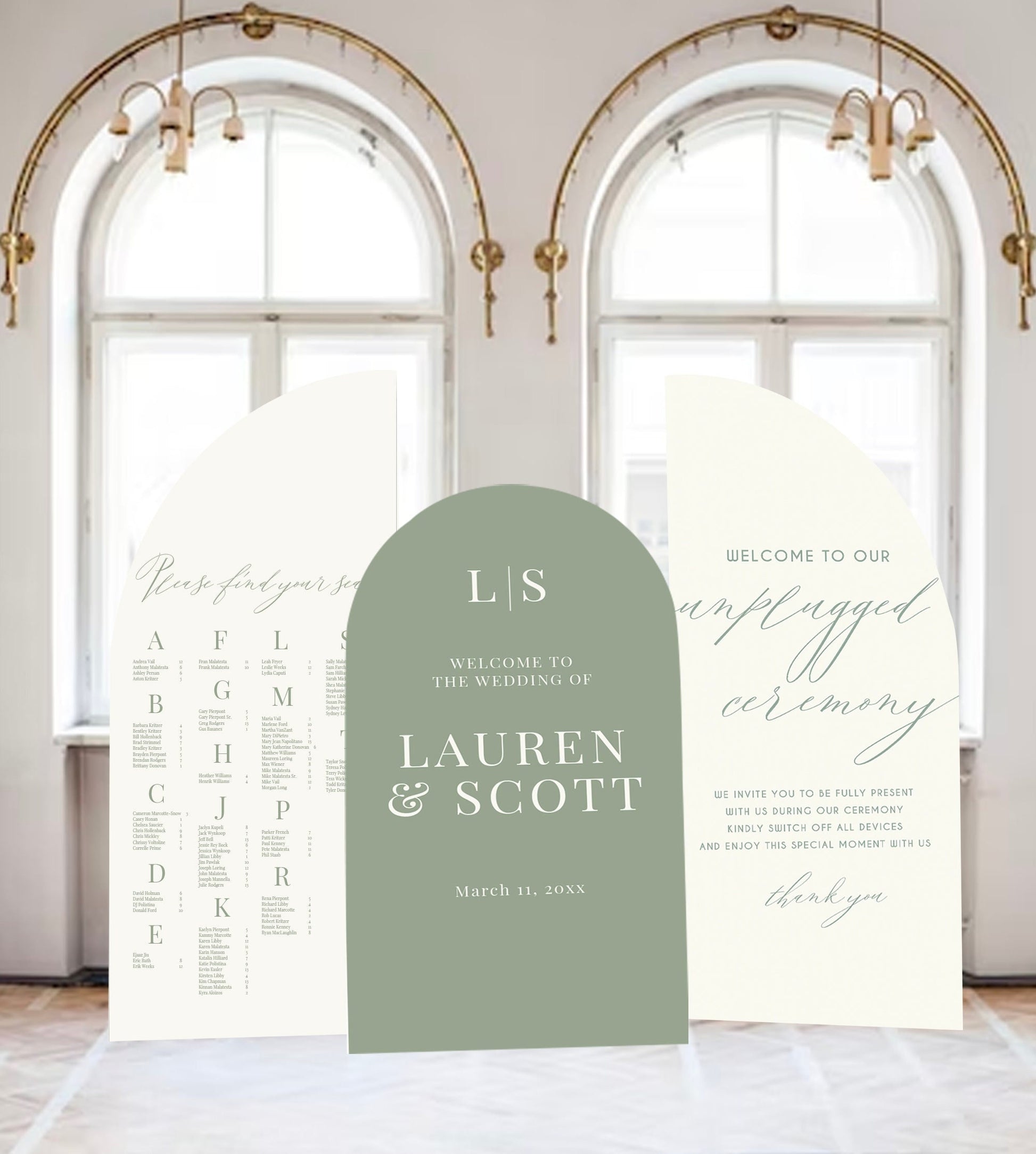 Arched Wedding Seating Chart, Custom Foam Board Sign with Easel