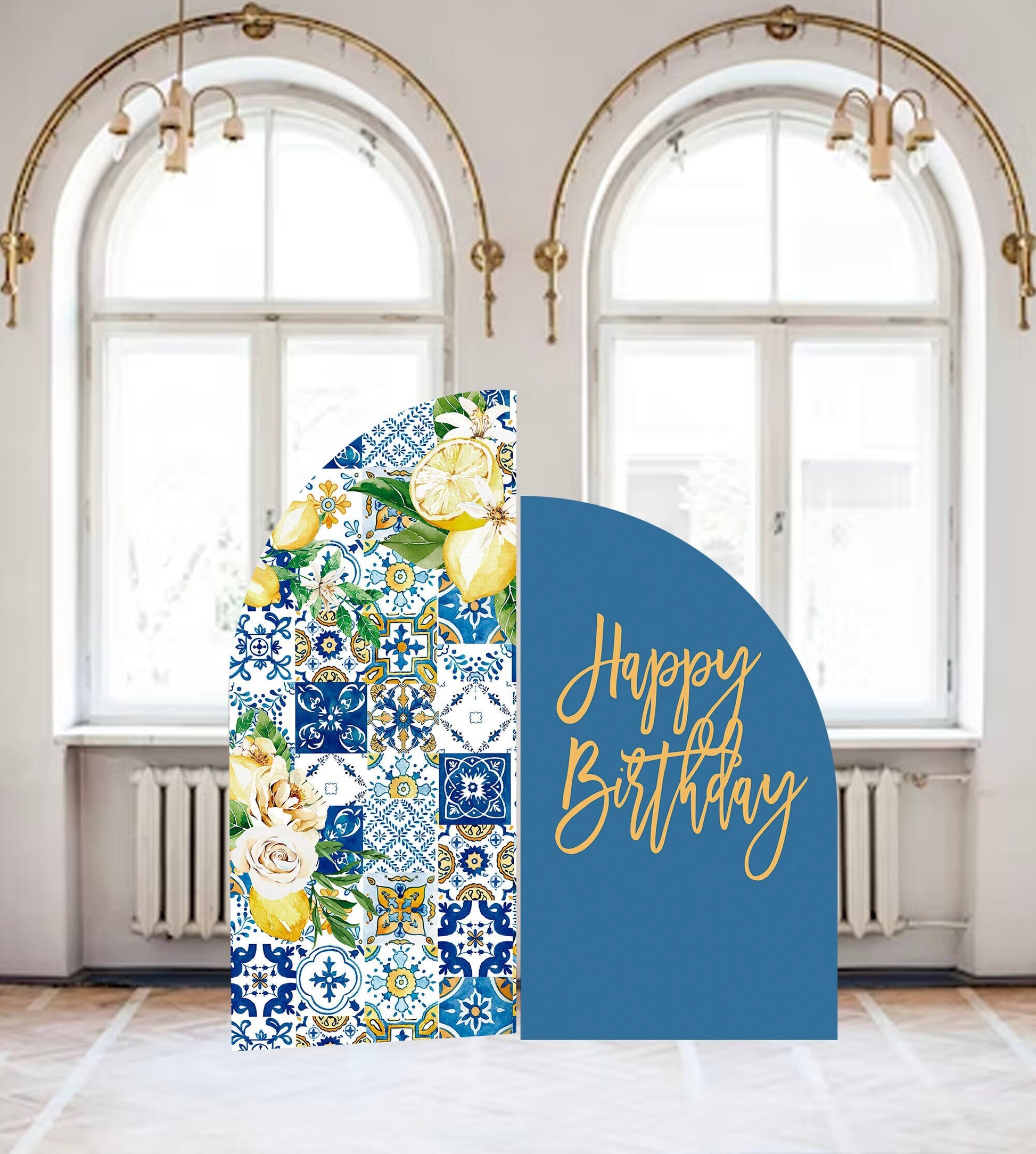 Tuscan Lemon Arch Backdrop, Custom Event Sign, Lightweight Foam Board