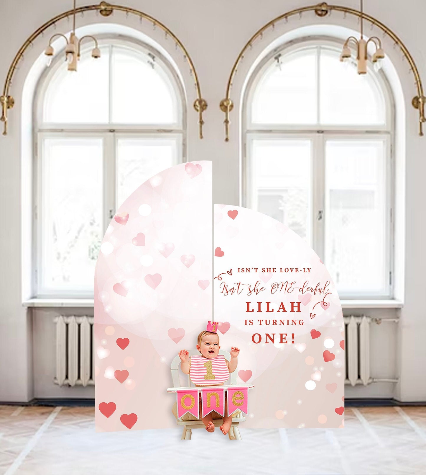 Valentines First Birthday Arch Backdrop, Custom ONEderful Sign