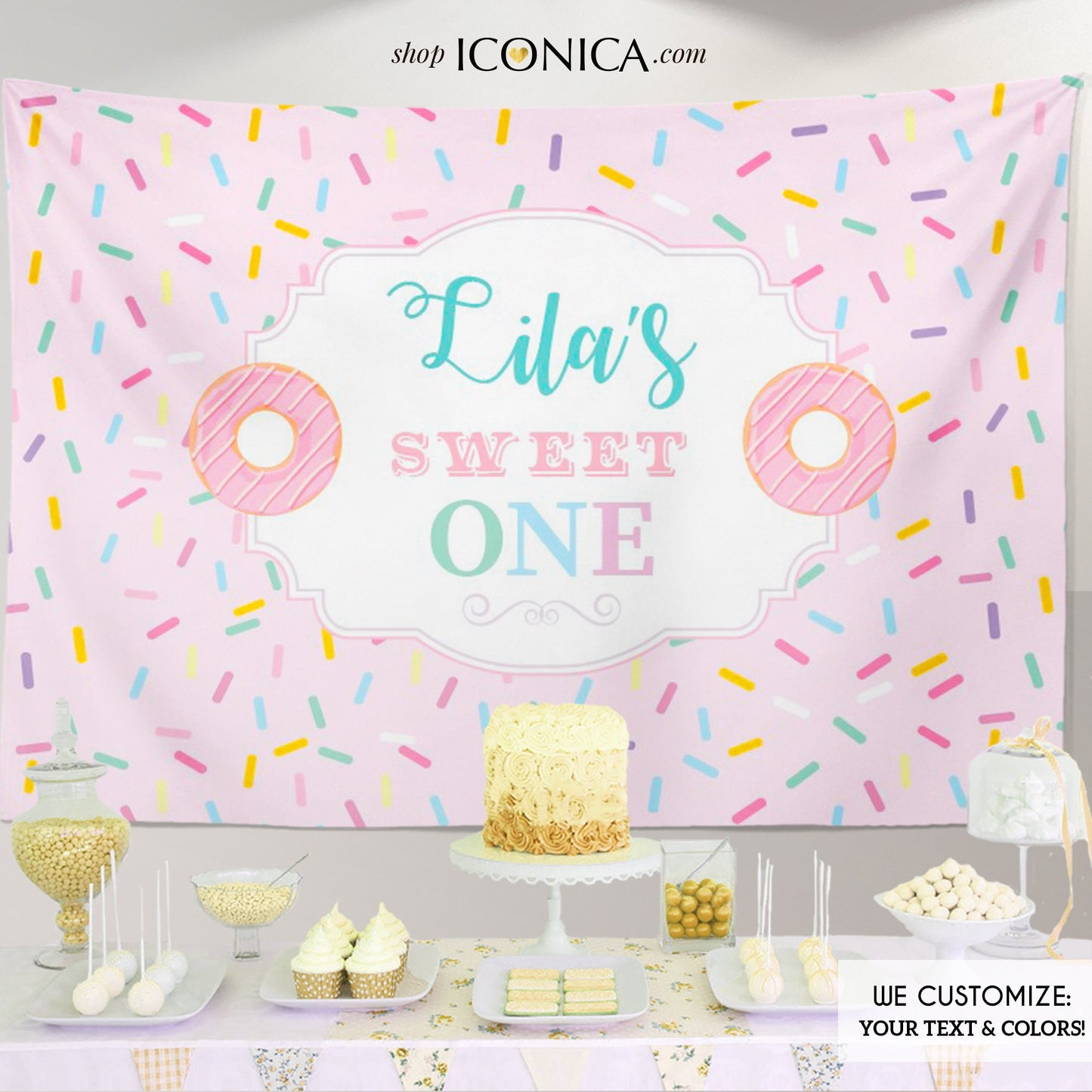 Donut 1st Birthday Backdrop, Sprinkles Party Decor