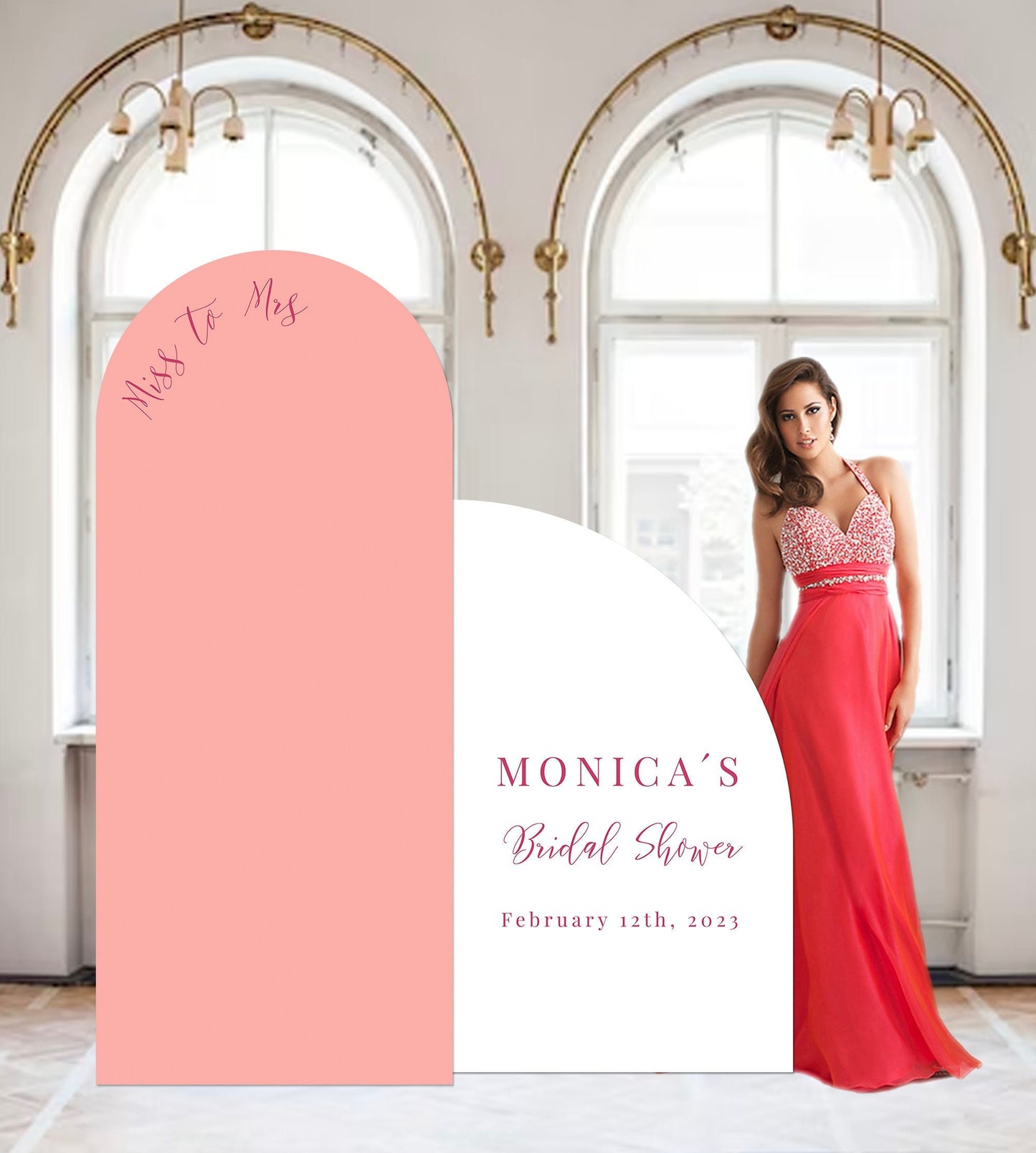 Arched Bridal Shower Backdrop Sign, Engagement Photo Prop