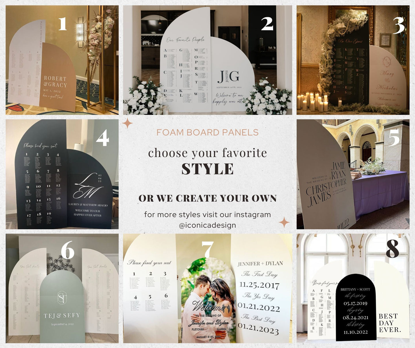 Arched Wedding Seating Chart, Custom Foam Board Sign