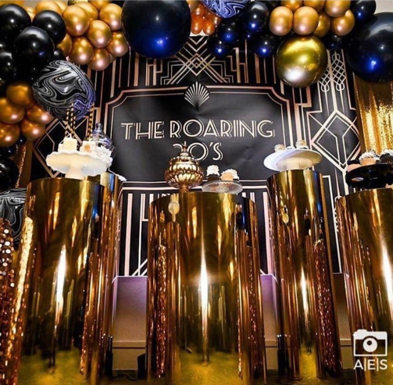 Personalized Great Gatsby Backdrop, Roaring 20s Art Deco Party Decor