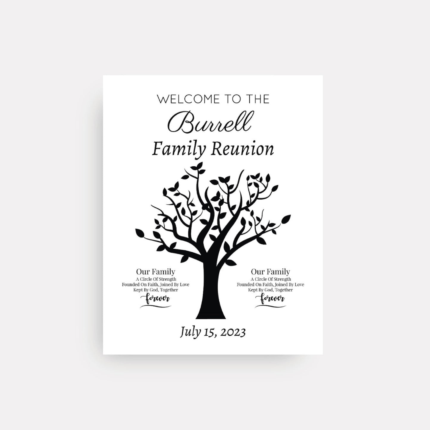 Personalized Family Reunion Welcome Sign, Printed Entrance Decor