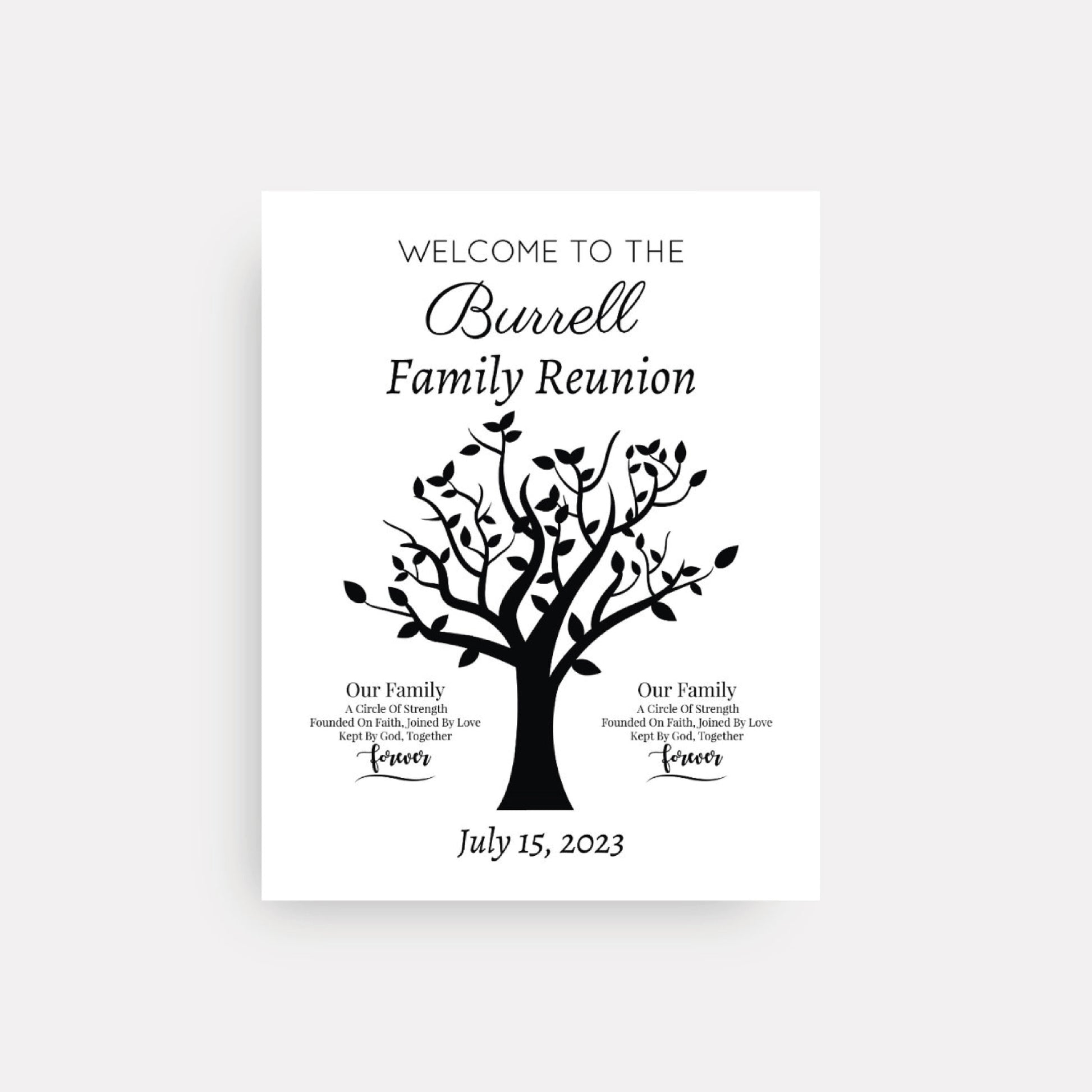 Personalized Family Reunion Welcome Sign, Printed Entrance Decor