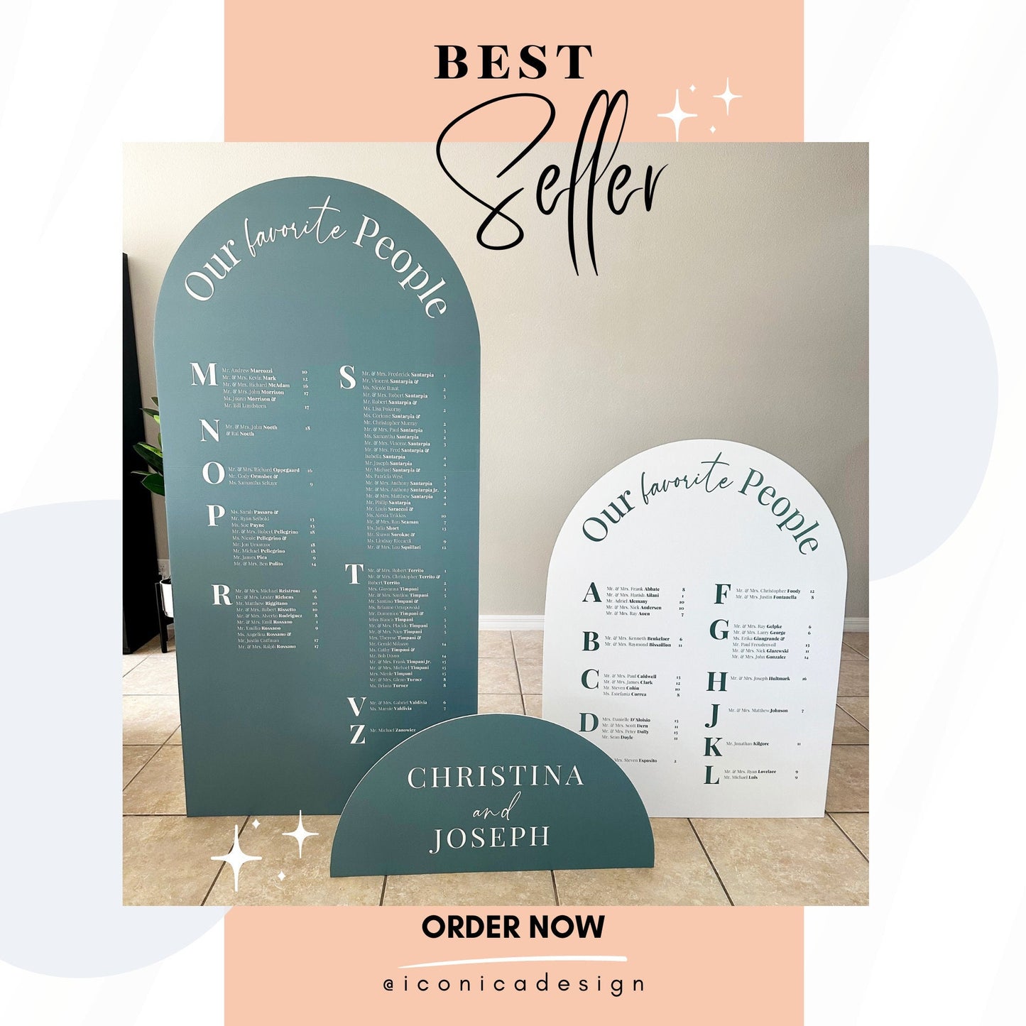 Arch Wedding Seating Chart Sign, Foam Board with Easel