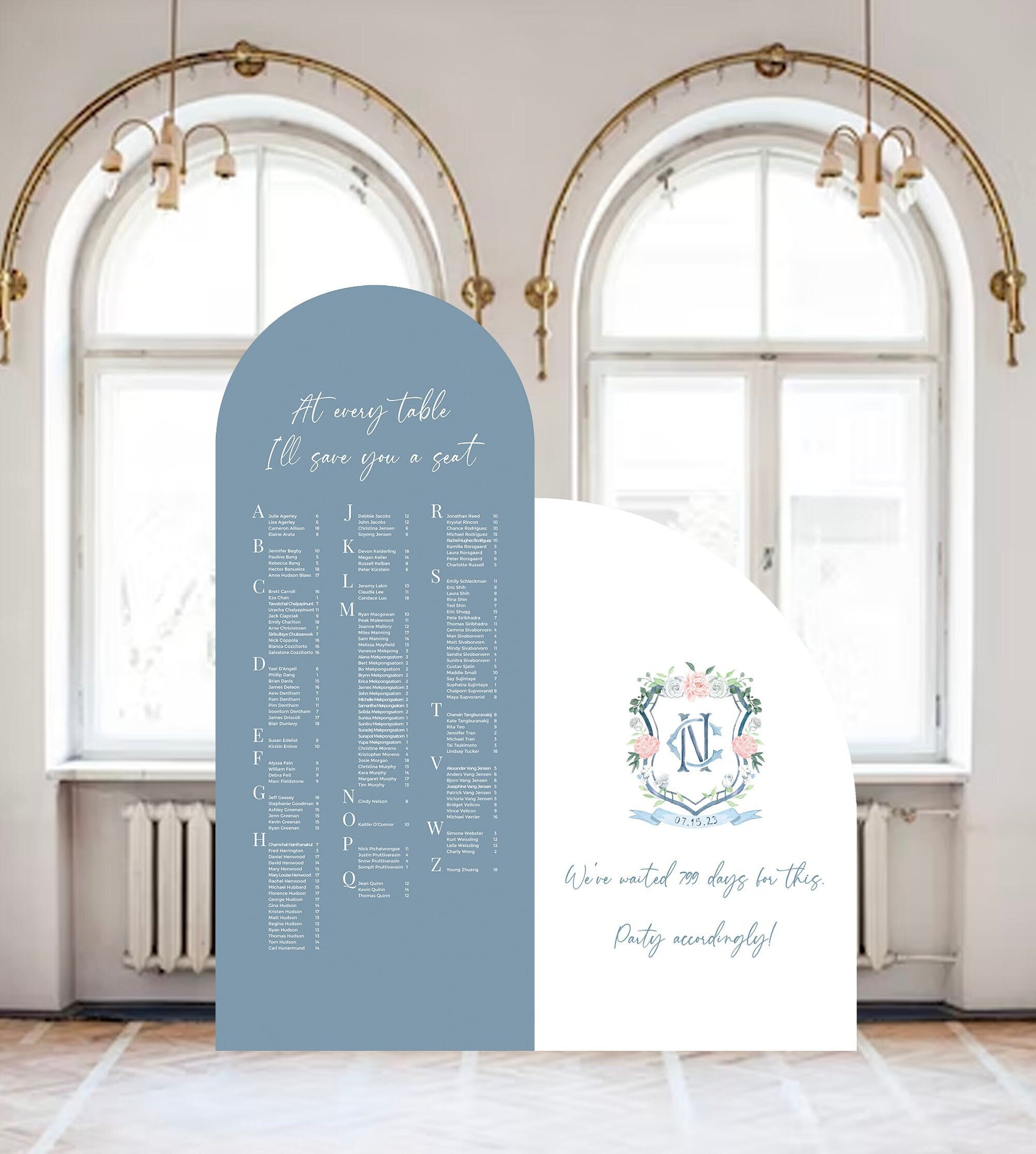 Vintage Floral Wedding Seating Chart, Arch Foam Board Sign