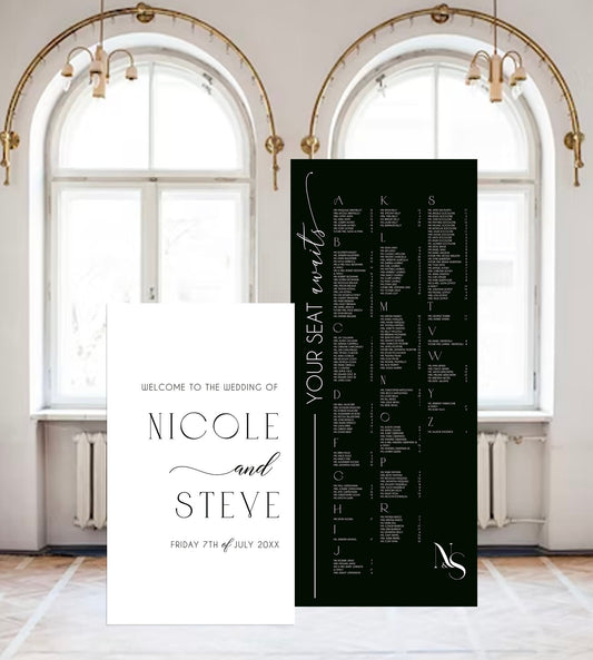 Wedding seating chart and Welcome Sign Large Custom signs Self-standing Foam Board Light Weight