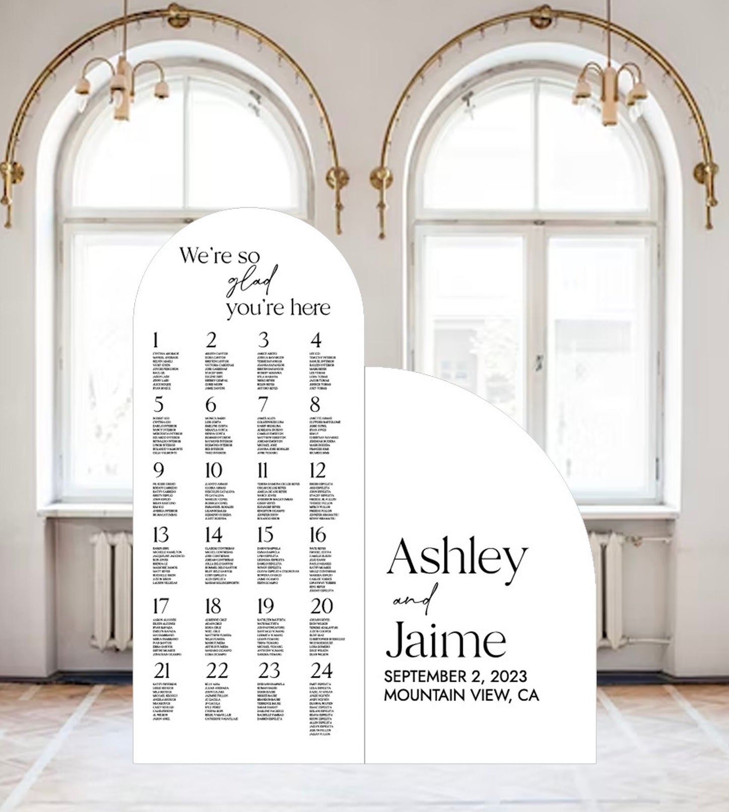 Arched Wedding Seating Chart Sign, Custom Foam Board Panel