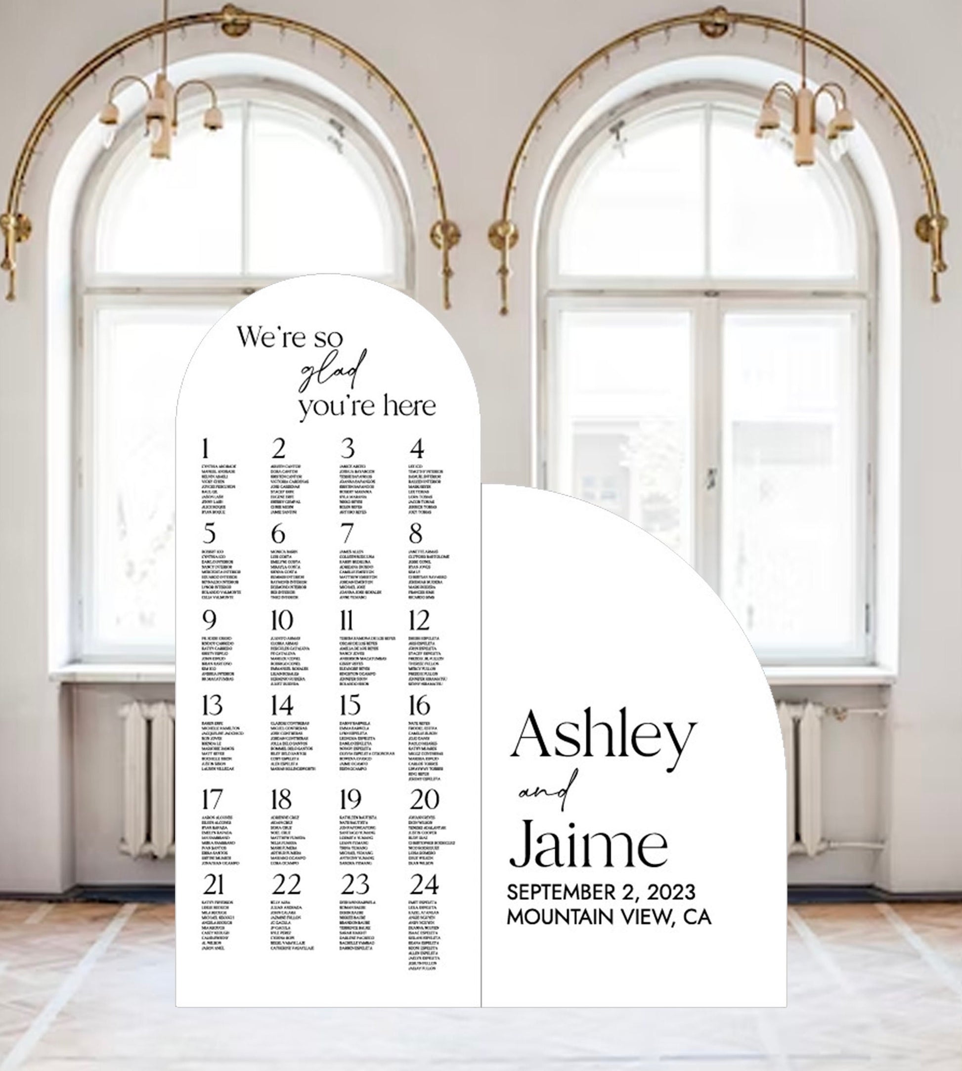 Arched Wedding Seating Chart Sign, Custom Foam Board Panel