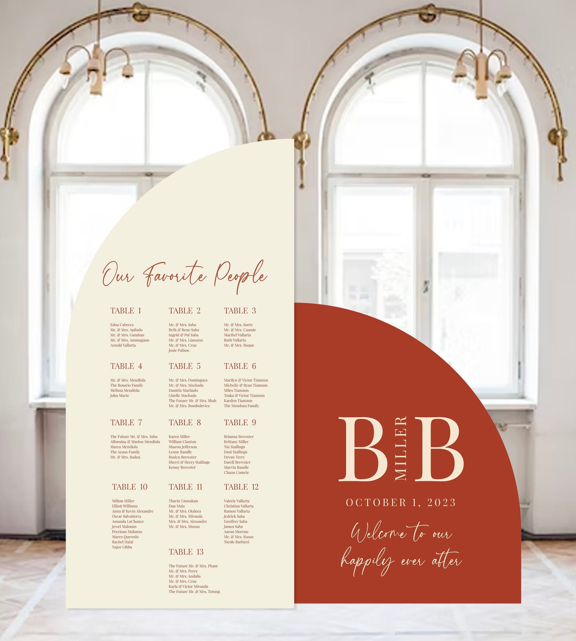 Terracotta Wedding Fall Seating Chart, Arched Foam Board Entrance Sign