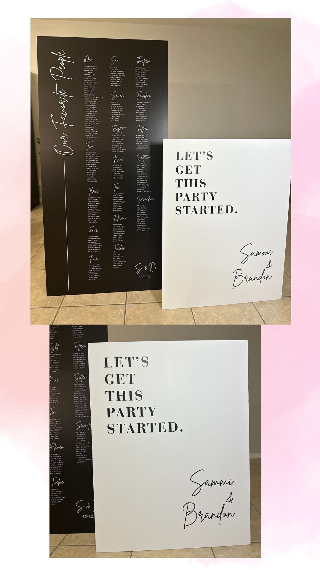 Custom Wedding Seating Chart Sign, Arched Foam Board with Easel