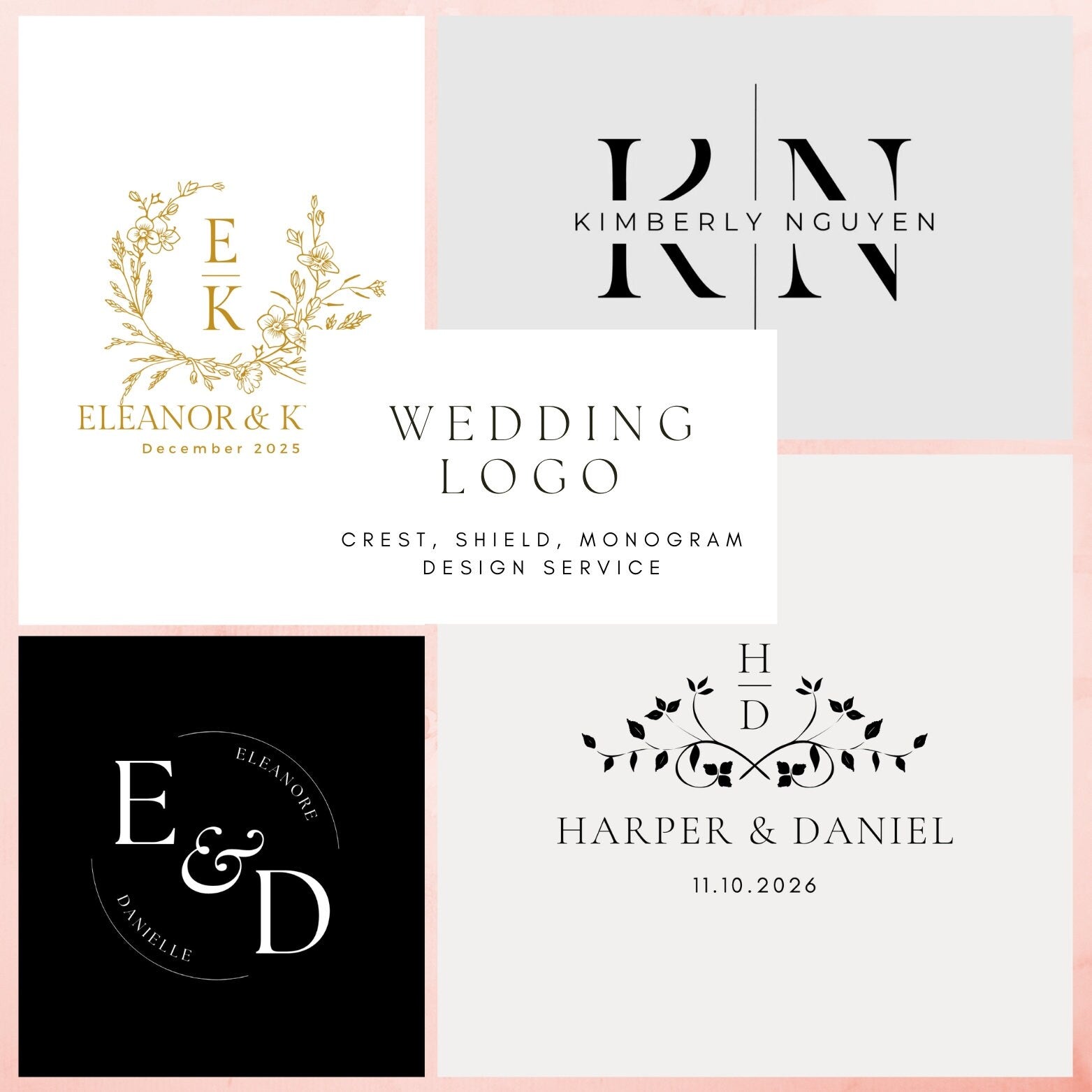 Custom Wedding Logo, Crest, Monogram Edits (Add On)