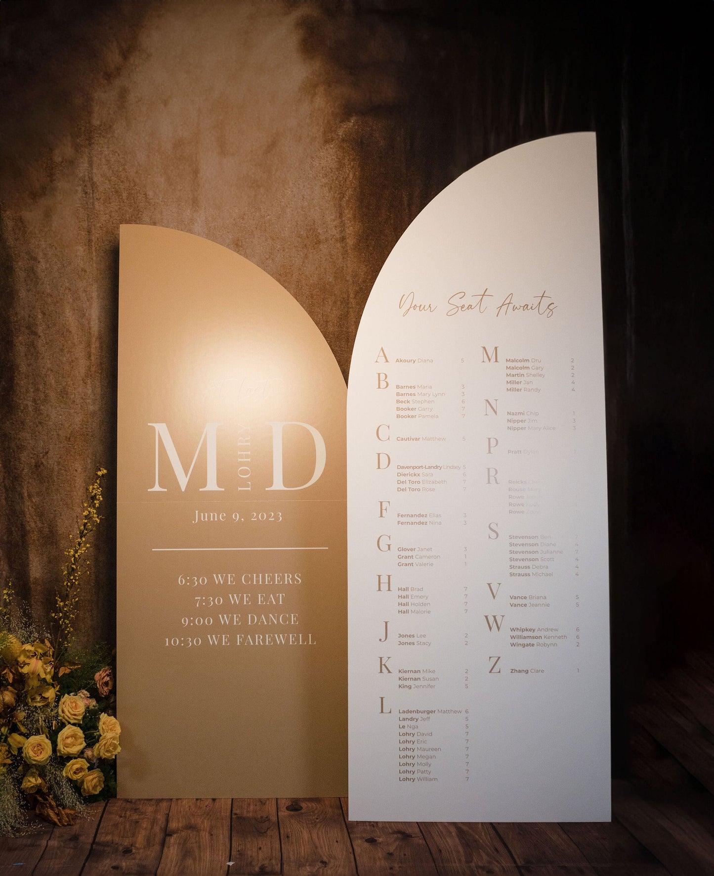 Arch Wedding Seating Chart, Custom Foam Board, Large Entrance Sign