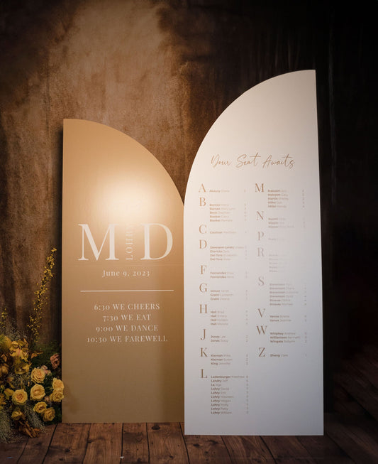 Arch Wedding Seating Chart, Custom Foam Board, Large Entrance Sign