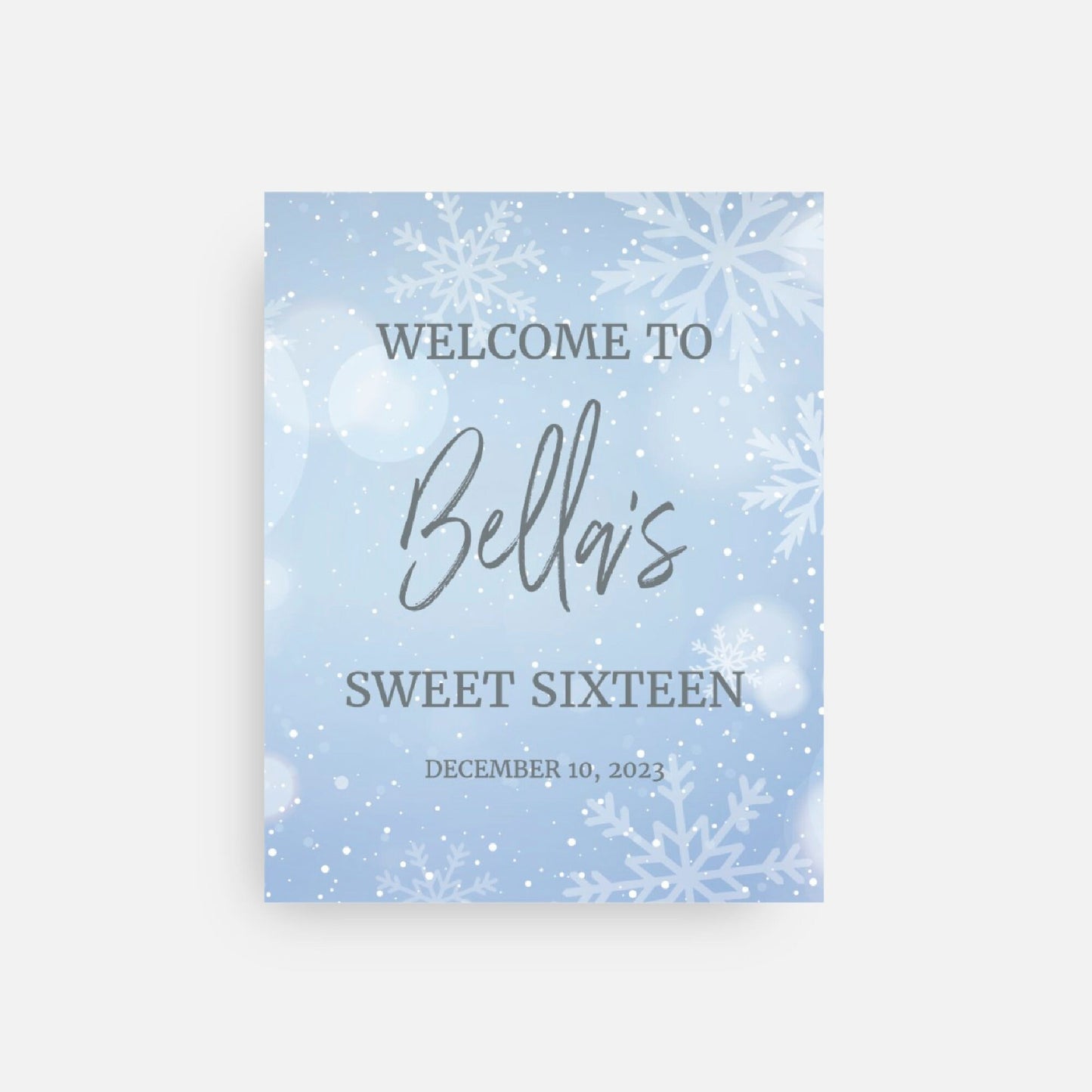 Personalized Winter Wonderland Welcome Sign, Snowflake Birthday, Printed Event Decor