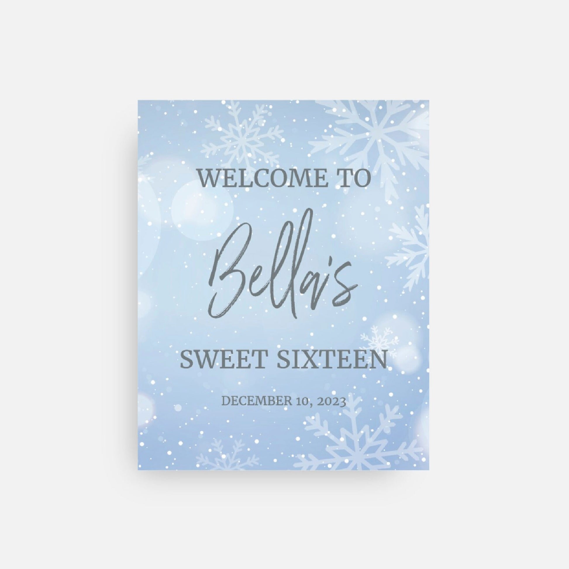 Personalized Winter Wonderland Welcome Sign, Snowflake Birthday, Printed Event Decor